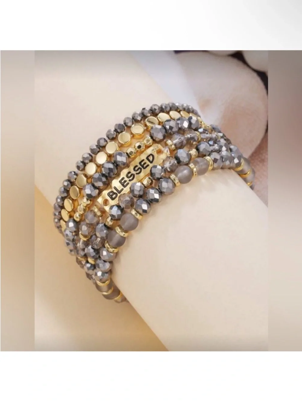 Blessed Beaded Bracelet Set - Gold and silver new - Picture 2 of 3